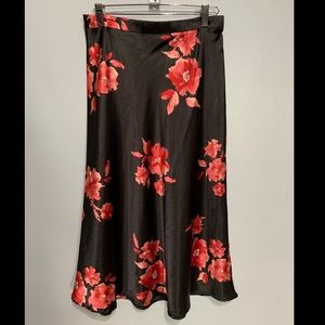 Never worn- Black Skirt w/ Red Flowers